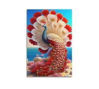 XYSXYCP Wall Art Picture Print Animal Poster Gorgeous Flower Feather Coastal Peacock Modern Family for Living Room Decor 16x24inch(40x60cm)