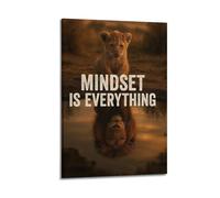 XYSXYCP Wall Art Picture Print Animal Poster Inspirational Lion Mindset Modern Family for Living Room Decor 16x24inch(40x60cm)