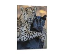 XYSXYCP Wall Art Picture Print Animal Poster Intimate Leopard And Black Panther Modern Family for Living Room Decor 16x24inch(40x60cm)