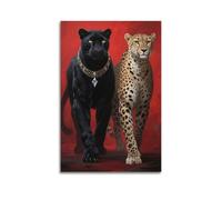 XYSXYCP Wall Art Picture Print Animal Poster Luxurious Necklace Double Leopards Modern Family for Living Room Decor 12x18inch(30x45cm)