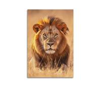 XYSXYCP Wall Art Picture Print Animal Poster Majestic Lion in The Golden Savannah Modern Family for Living Room Decor 24x36inch(60x90cm)