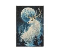 XYSXYCP Wall Art Picture Print Animal Poster Moonlit Kirin - Celestial Guardian of The Forest Modern Family for Living Room Decor 08x12inch(20x30cm)