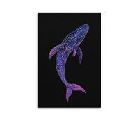 XYSXYCP Wall Art Picture Print Animal Poster Ocean's Whisper - Surreal Whale with Bioluminescent Patterns (1) Modern Family for Living Room Decor 16x24inch(40x60cm)