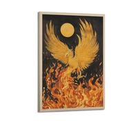 XYSXYCP Wall Art Picture Print Animal Poster of A Mythological Golden Phoenix Rising from Ember Flames Modern Family for Living Room Decor 24x36inch(60x90cm)