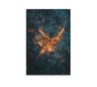 XYSXYCP Wall Art Picture Print Animal Poster of A Mythological Golden Phoenix Rising from Ember Flames (1) Modern Family for Living Room Decor 24x36inch(60x90cm)