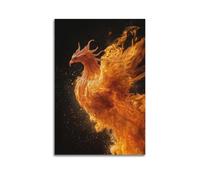XYSXYCP Wall Art Picture Print Animal Poster of A Mythological Phoenix Rising from Oil-painted Flames (1) Modern Family for Living Room Decor 24x36inch(60x90cm)