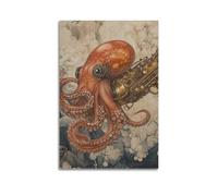 XYSXYCP Wall Art Picture Print Animal Poster of A Steampunk Octopus Piloting A Brass Submarine through Ink Clouds (1) Modern Family for Living Room Decor 24x36inch(60x90cm)