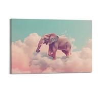 XYSXYCP Wall Art Picture Print Animal Poster of A Surreal Elephant Floating Among Clouds, Dreamlike Palette (1) Modern Family for Living Room Decor 12x18inch(30x45cm)