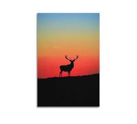 XYSXYCP Wall Art Picture Print Animal Poster Quiet Color Sky Deer Silhouette Modern Family for Living Room Decor 08x12inch(20x30cm)