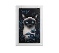 XYSXYCP Wall Art Picture Print Animal Poster Siamese, Elegant Blue-Eyed Cat Pose (1) Modern Family for Living Room Decor 08x12inch(20x30cm)
