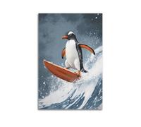 XYSXYCP Wall Art Picture Print Animal Poster Surfer Penguin - Riding The Arctic Waves (1) Modern Family for Living Room Decor 12x18inch(30x45cm)