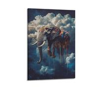 XYSXYCP Wall Art Picture Print Animal Poster Surreal Elephant Floating Among Clouds, Its Body A Mosaic of Dripping Oil Galaxies (1) Modern Family for Living Room Decor 08x12inch(20x30cm)