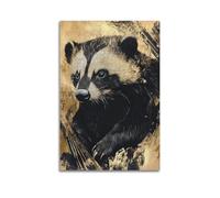 XYSXYCP Wall Art Picture Print Animal Poster The Fierce Honey Badger - Unbreakable Spirit in Gold Leaf (1) Modern Family for Living Room Decor 16x24inch(40x60cm)