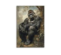 XYSXYCP Wall Art Picture Print Animal Poster The Noble Stance of A Silverback Gorilla in Classical Art (1) Modern Family for Living Room Decor 16x24inch(40x60cm)