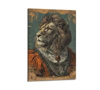 XYSXYCP Wall Art Picture Print Animal Poster The Regal Stance - Renaissance Inspired Lion Portrait Modern Family for Living Room Decor 20x30inch(50x75cm)