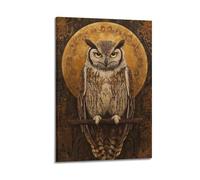 XYSXYCP Wall Art Picture Print Animal Poster The Wise Owl - Guardian of Ancient Knowledge in Velvet Tones Modern Family for Living Room Decor 20x30inch(50x75cm)