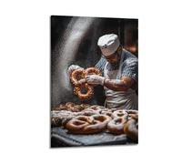 XYSXYCP Wall Art Picture Print Art Animals Badger Bakers - Striped Pastry Chefs Covered in Flour While Pulling Giant Pretzels from Modern Family for Living Room Decor 20x30inch(50x75cm)
