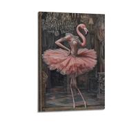 XYSXYCP Wall Art Picture Print Art Animals Flamingo Ballerinas - Elegant Pink Flamingos in Tutus Performing at A Miniature Opera Ho Modern Family for Living Room Decor 20x30inch(50x75cm)