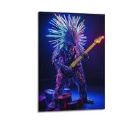 XYSXYCP Wall Art Picture Print Art Animals Punk Rock Porcupine with Neon Quills Playing Electric Guitar on Stage Made of Overturned Modern Family for Living Room Decor 24x36inch(60x90cm)
