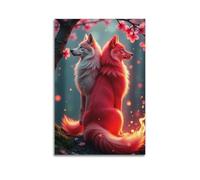 XYSXYCP Wall Art Picture Print Art Poster Cherry Blossom Red Fox Modern Family for Living Room Decor 16x24inch(40x60cm)