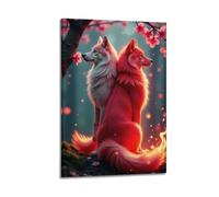 XYSXYCP Wall Art Picture Print Art Poster Cherry Blossom Red Fox Modern Family for Living Room Decor 12x18inch(30x45cm)