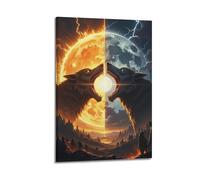 XYSXYCP Wall Art Picture Print Art Poster Contrasting Sun Moon Wolves Modern Family for Living Room Decor 12x18inch(30x45cm)