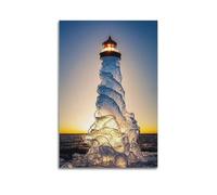 XYSXYCP Wall Art Picture Print Art Poster Sunset Ocean Ice Lighthouse Modern Family for Living Room Decor 24x36inch(60x90cm)
