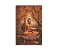 XYSXYCP Wall Art Picture Print Buddha Holding A Book Under A Tree. Buddhist Religious Poster Modern Family for Living Room Decor 12x18inch(30x45cm)