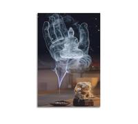 XYSXYCP Wall Art Picture Print Buddha Statue in The Palm of Hand in Smoke. Buddhist Religious Poster Modern Family for Living Room Decor 12x18inch(30x45cm)