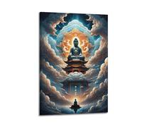 XYSXYCP Wall Art Picture Print Buddha's Light Shines on The Buddha Statue on The Pagoda. Buddhist Religious Poster Modern Family for Living Room Decor 12x18inch(30x45cm)