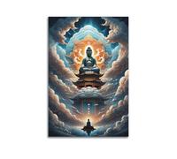 XYSXYCP Wall Art Picture Print Buddha's Light Shines on The Buddha Statue on The Pagoda. Buddhist Religious Poster Modern Family for Living Room Decor 16x24inch(40x60cm)