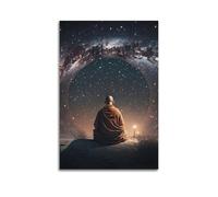 XYSXYCP Wall Art Picture Print Buddhist Monks Meditating Under The Stars. Religious Poster Modern Family for Living Room Decor 24x36inch(60x90cm)