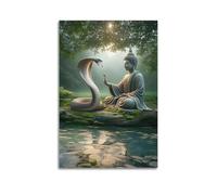 XYSXYCP Wall Art Picture Print Cambodia Buddha And Snake Buddhist Religious Poster Modern Family for Living Room Decor 16x24inch(40x60cm)