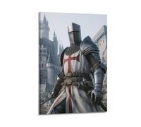 XYSXYCP Wall Art Picture Print Christian Culture Poster Handsome Crusader Standing in Front of The Castle Modern Family for Living Room Decor 20x30inch(50x75cm)