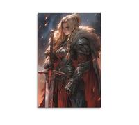 XYSXYCP Wall Art Picture Print Christian Knight Poster Art AI Female Knight Modern Family for Living Room Decor 12x18inch(30x45cm)