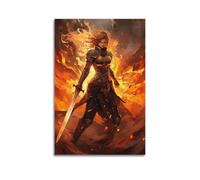 XYSXYCP Wall Art Picture Print Christian Knight Poster Art Female Knight in AI Battle Modern Family for Living Room Decor 08x12inch(20x30cm)