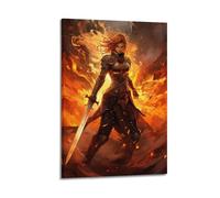 XYSXYCP Wall Art Picture Print Christian Knight Poster Art Female Knight in AI Battle Modern Family for Living Room Decor 12x18inch(30x45cm)