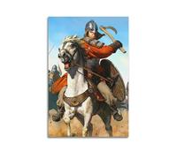 XYSXYCP Wall Art Picture Print Christian Knights Poster Colorful Painting of Paladin in Battle Riding Horse Modern Family for Living Room Decor 16x24inch(40x60cm)