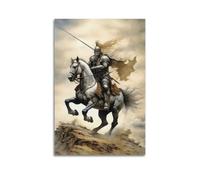 XYSXYCP Wall Art Picture Print Christian Knights Poster Simple Painting Horse Riding Paladin Modern Family for Living Room Decor 08x12inch(20x30cm)