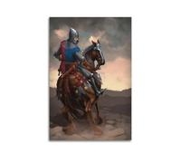 XYSXYCP Wall Art Picture Print Christian Knights Poster Simple Watercolor Painting Horse Riding Paladin Modern Family for Living Room Decor 24x36inch(60x90cm)