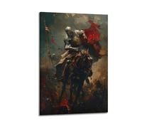 XYSXYCP Wall Art Picture Print Christian Knights Poster Vintage Oil Painting Majestic Horse Riding Paladin Modern Family for Living Room Decor 08x12inch(20x30cm)