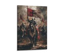 XYSXYCP Wall Art Picture Print Christian Knights Poster Vintage Painting of A Paladin on Horseback in War Modern Family for Living Room Decor 24x36inch(60x90cm)