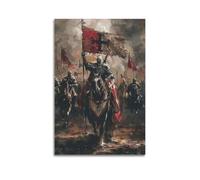 XYSXYCP Wall Art Picture Print Christian Knights Poster Vintage Painting of A Paladin on Horseback in War Modern Family for Living Room Decor 20x30inch(50x75cm)