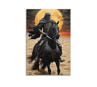 XYSXYCP Wall Art Picture Print Christian Knights Poster Vintage Paladin Riding A Black Horse Modern Family for Living Room Decor 12x18inch(30x45cm)
