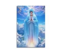 XYSXYCP Wall Art Picture Print Christian Poster Holy Blue Robe Praying Virgin Mary Modern Family for Living Room Decor 12x18inch(30x45cm)