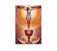 XYSXYCP Wall Art Picture Print Christian Poster Jesus Crucifixion Eucharist Chalice Modern Family for Living Room Decor 24x36inch(60x90cm)