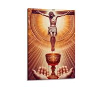 XYSXYCP Wall Art Picture Print Christian Poster Jesus Crucifixion Eucharist Chalice Modern Family for Living Room Decor 16x24inch(40x60cm)