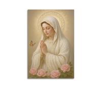 XYSXYCP Wall Art Picture Print Christian Poster Pearl Virgin Mary Butterfly Rose Modern Family for Living Room Decor 16x24inch(40x60cm)
