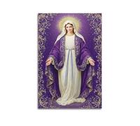 XYSXYCP Wall Art Picture Print Christian Poster Purple White Virgin Mary Golden Halo Open Hands Modern Family for Living Room Decor 08x12inch(20x30cm)
