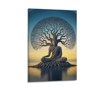 XYSXYCP Wall Art Picture Print Creative Buddhist Poster Buddha Under The Tree Modern Family for Living Room Decor 08x12inch(20x30cm)